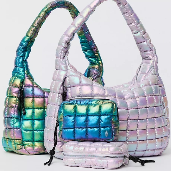 Limited Edition Nebula Blue Iridescent Quilted Case Bag Free People FP Movement - Picture 6 of 11